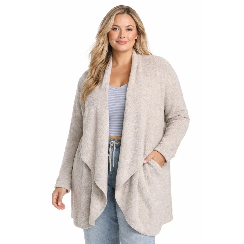 Barefoot Dreams Bamboo Chic Open Front Duster Light Gray 1X ,‎ Cloud Soft, Cozy